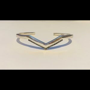 LUV AJ Silver V Crystal Pave Cuff